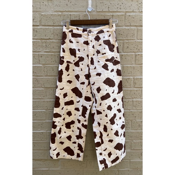 Lykke Wullf Pants - Lykke Wullf Linen Cow Printed Basil Pants